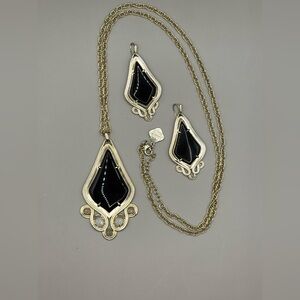 Kendra Scott Teresa Necklace Keira Earrings Black & Gold Jewelry Set